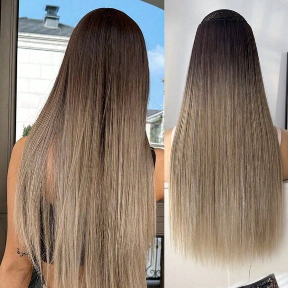 Dirty Blonde Ombre Straight hair  Clip in Extensions - Picture 1 of 7